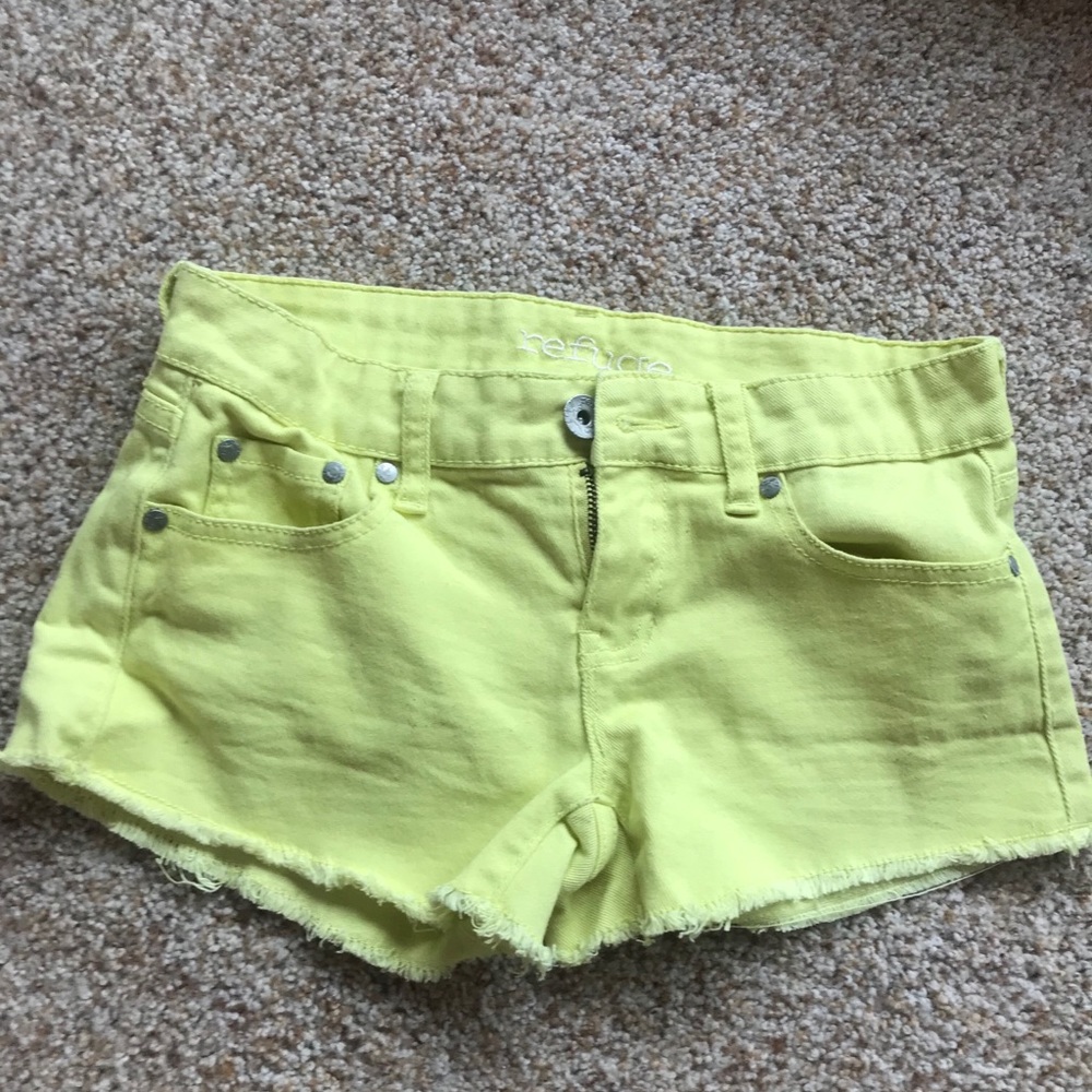 Bright yellow jean shorts